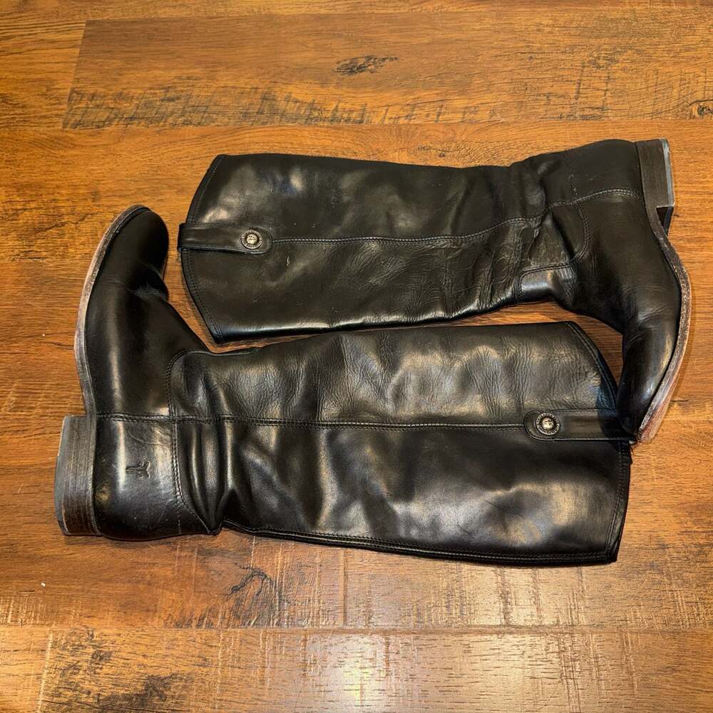 FRYE 4015 Women’s Black Leather Tall Riding Boots Size 9B Made in Mexico